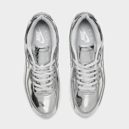 Women's Nithtke Air Max 90 SP Casual Shoes - Chrome/Pure Platinum/White - Top view