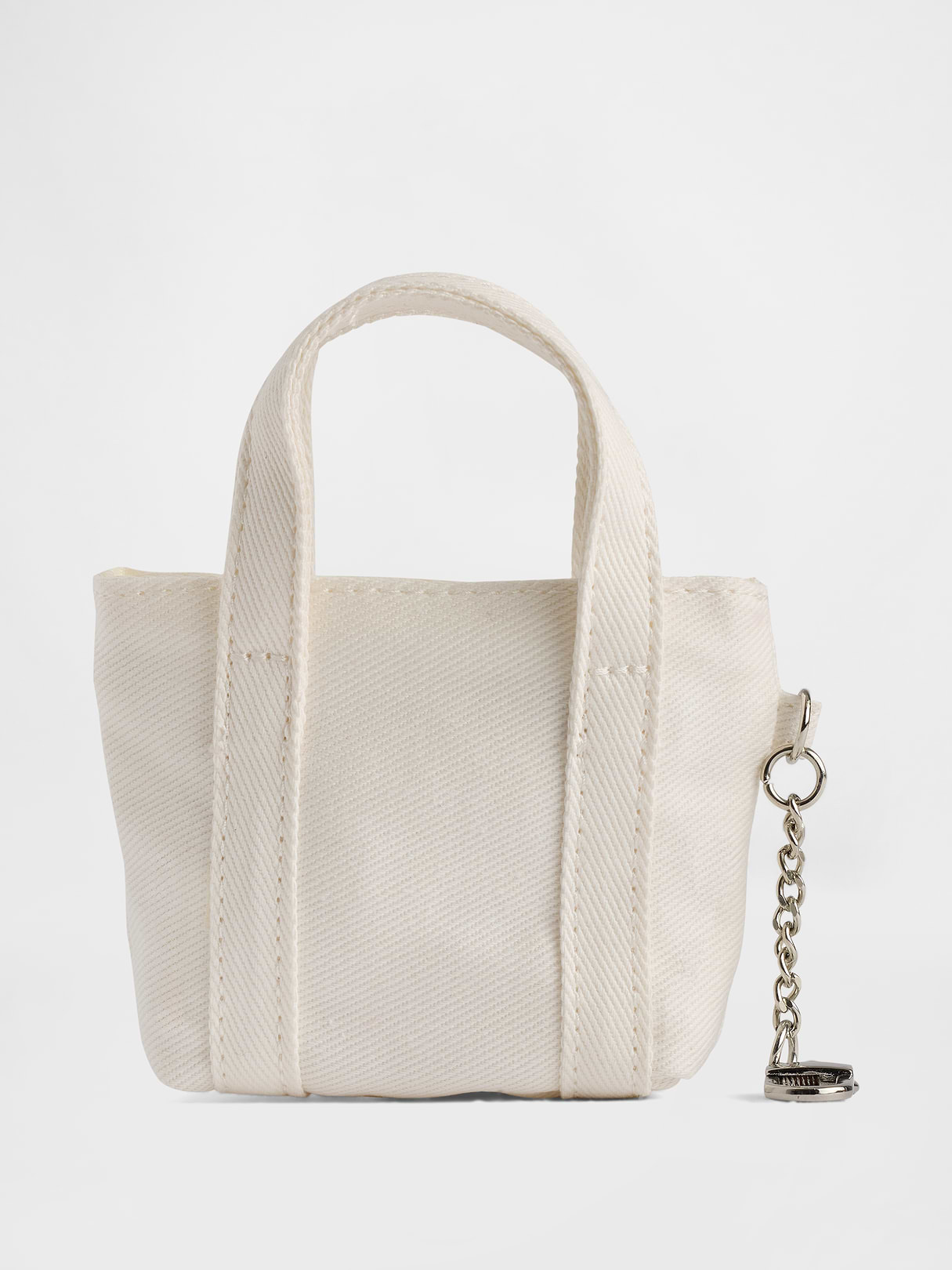 Logo Tote Bag Charm - White denim