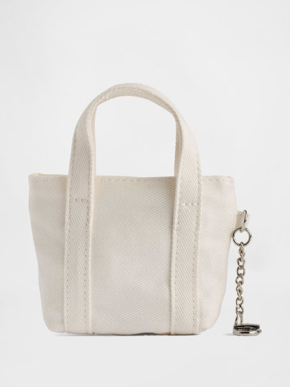 Logo Tote Bag Charm - White denim