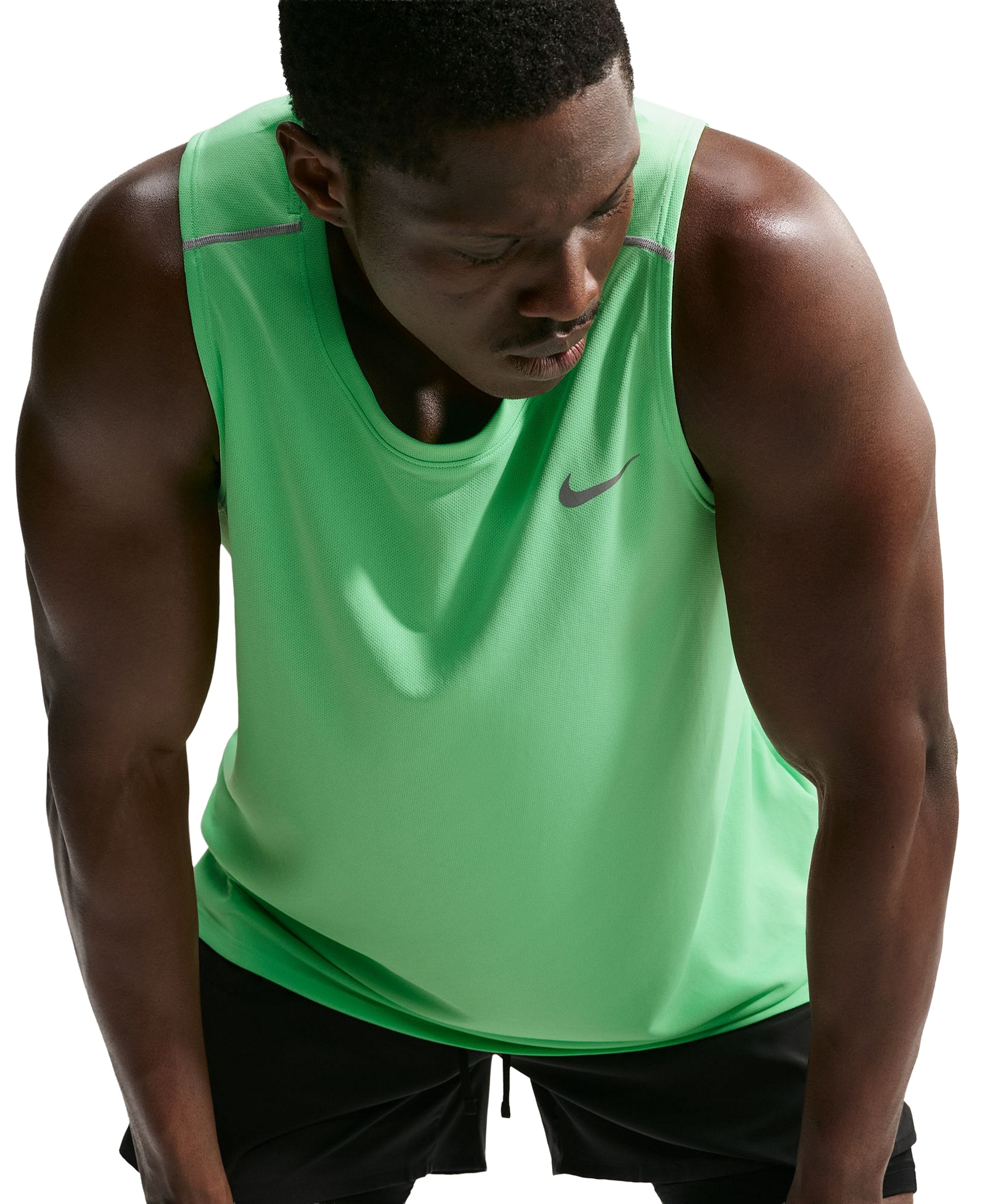 Nike Men's Miler Dri-Fit Running Tank Top - Illusion Green/Reflective Silver