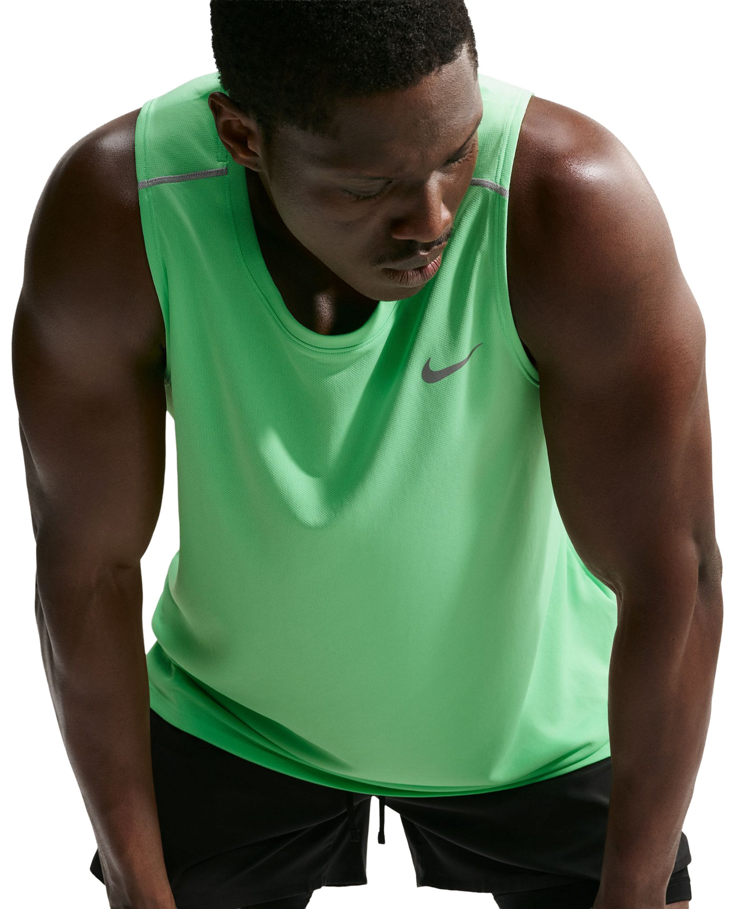 Nike Men's Miler Dri-Fit Running Tank Top - Illusion Green/Reflective Silver