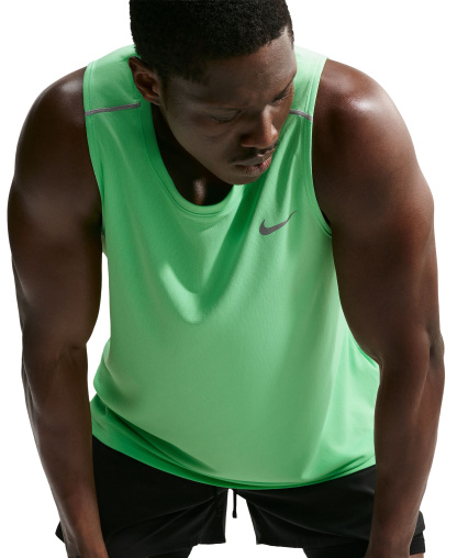 Nike Men's Miler Dri-Fit Running Tank Top - Illusion Green/Reflective Silver