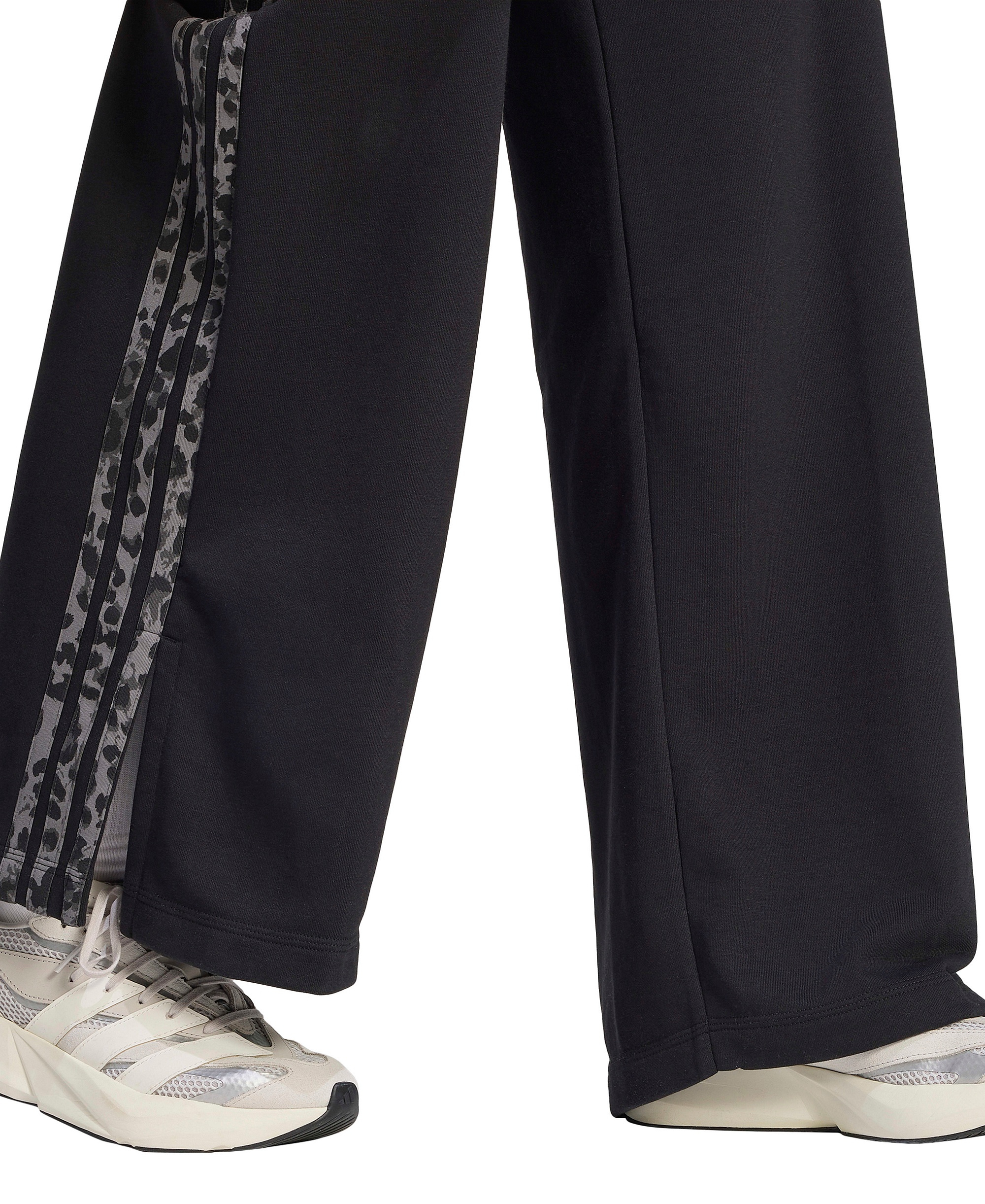 adidas Women's Seasonal Essentials Animal Print 3-Stripes Pants - Black/Multicolor/Grey Four