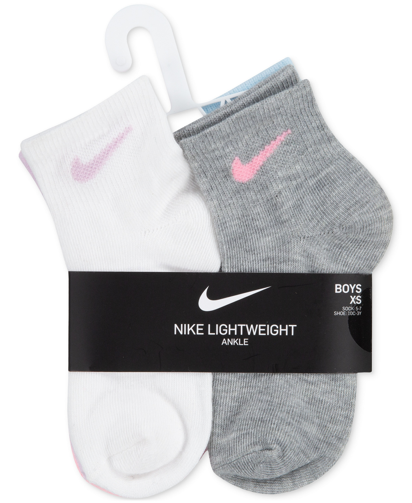 Nike Girls' 4-7 Metallic Swoosh Quarter Socks, 6-Pack - Pink/Purple/Black/Green