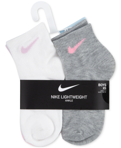 Nike Girls' 4-7 Metallic Swoosh Quarter Socks, 6-Pack - Pink/Purple/Black/Green