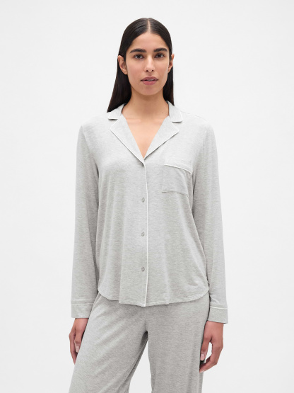 SoftMade Modal PJ Top - Light heather grey