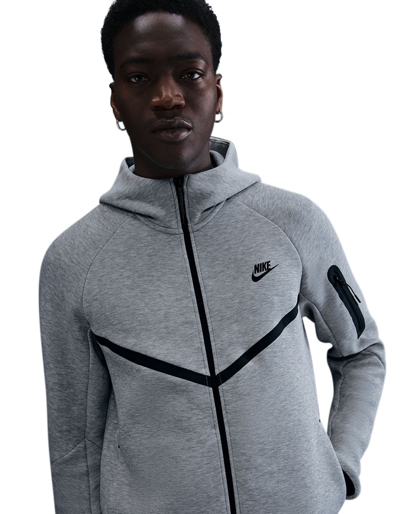 Nike Men's Tech Fleece Full-Zip Hoodie - Dark Gray Heather/Black