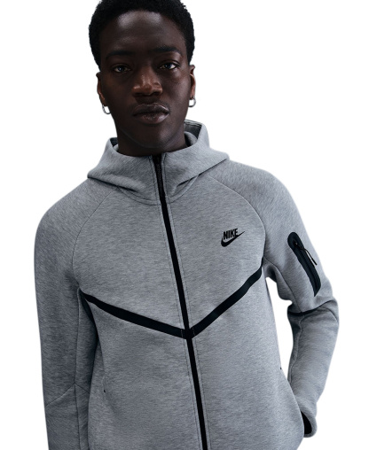 Nike Men's Tech Fleece Full-Zip Hoodie - Dark Gray Heather/Black