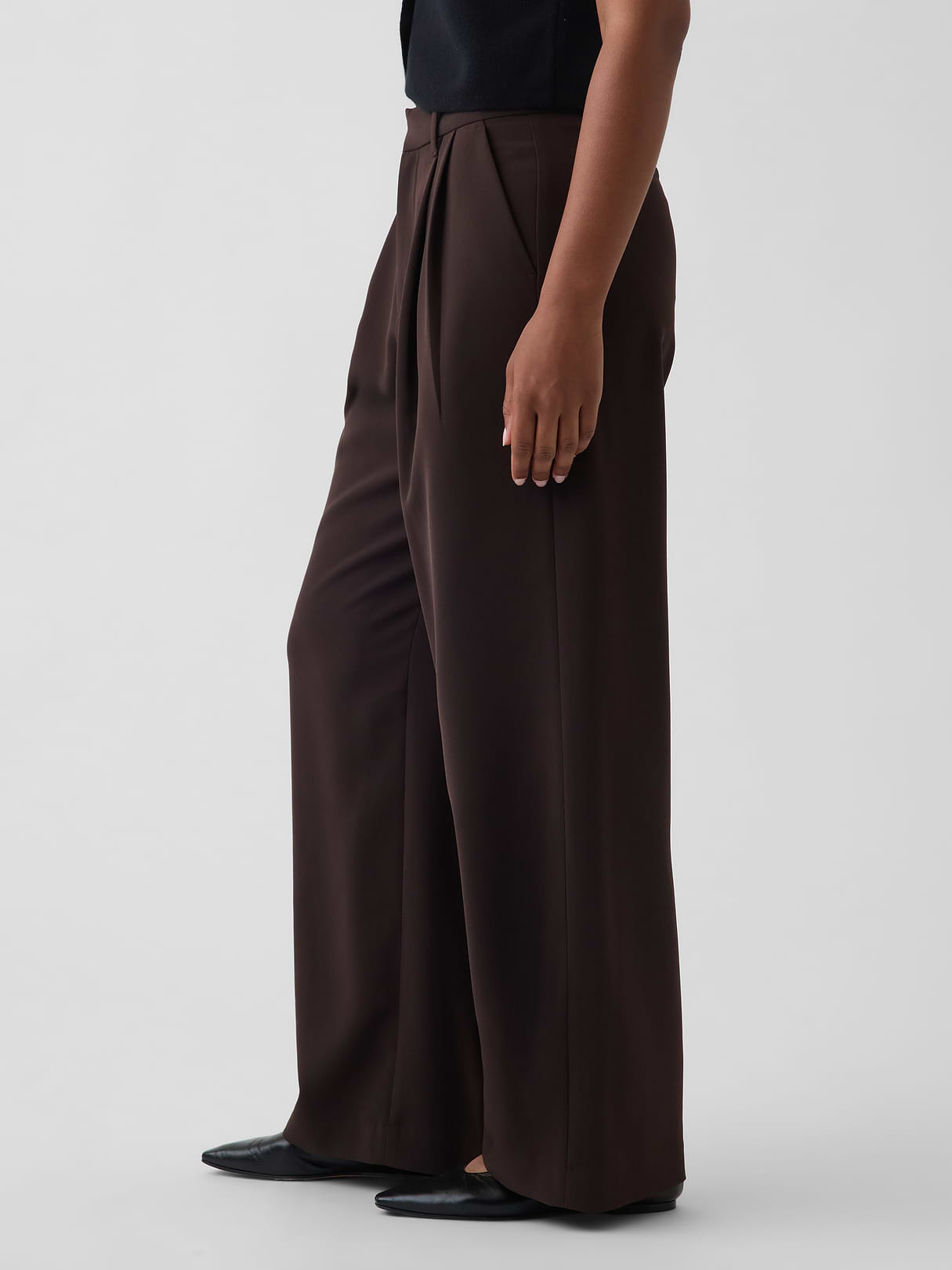 Curvy 365 High Rise Pleated Trousers - Terra brown