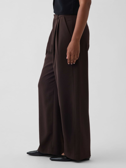 Curvy 365 High Rise Pleated Trousers - Terra brown