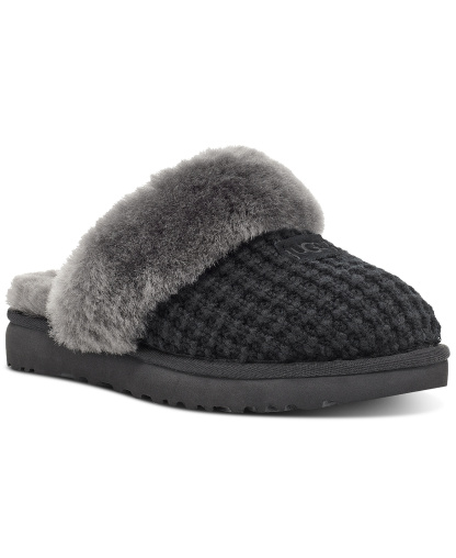 UGG® Women's Cozy Faux-Shearling Round Toe Slippers - Black
