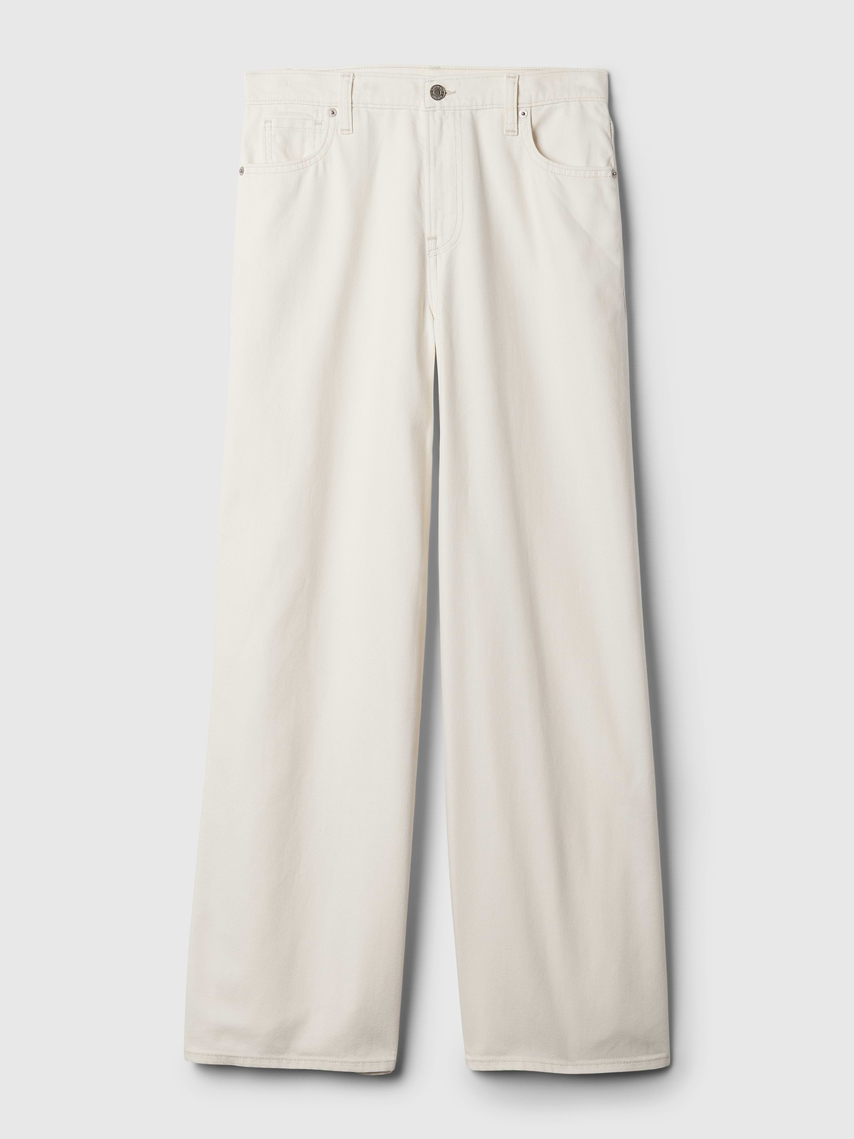 Mid Rise Denim Stripe Baggy Jeans - Ecru beige