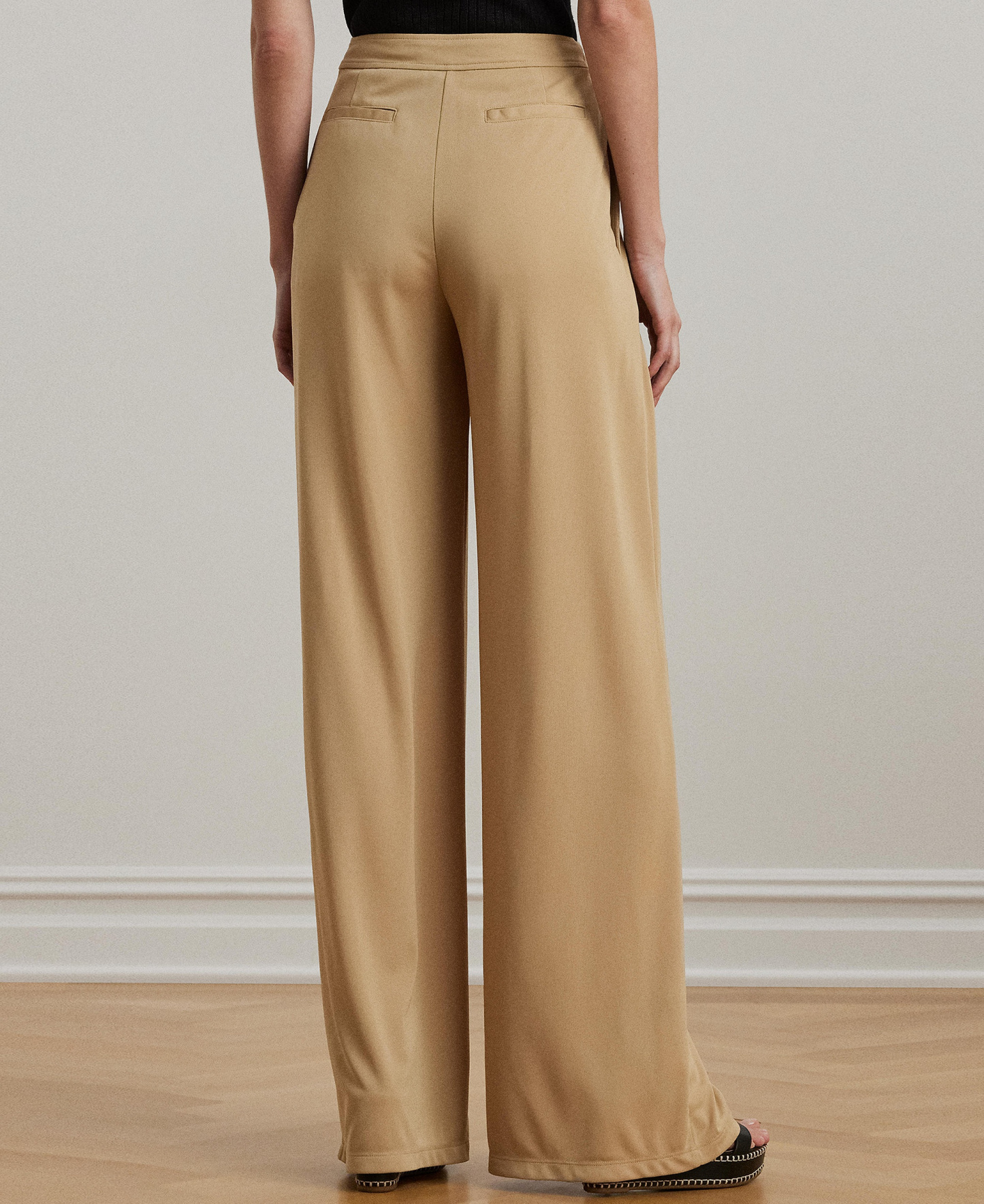Lauren Ralph Lauren Women's Pleated Stretch Jersey Wide-Leg Pants - Birch Tan
