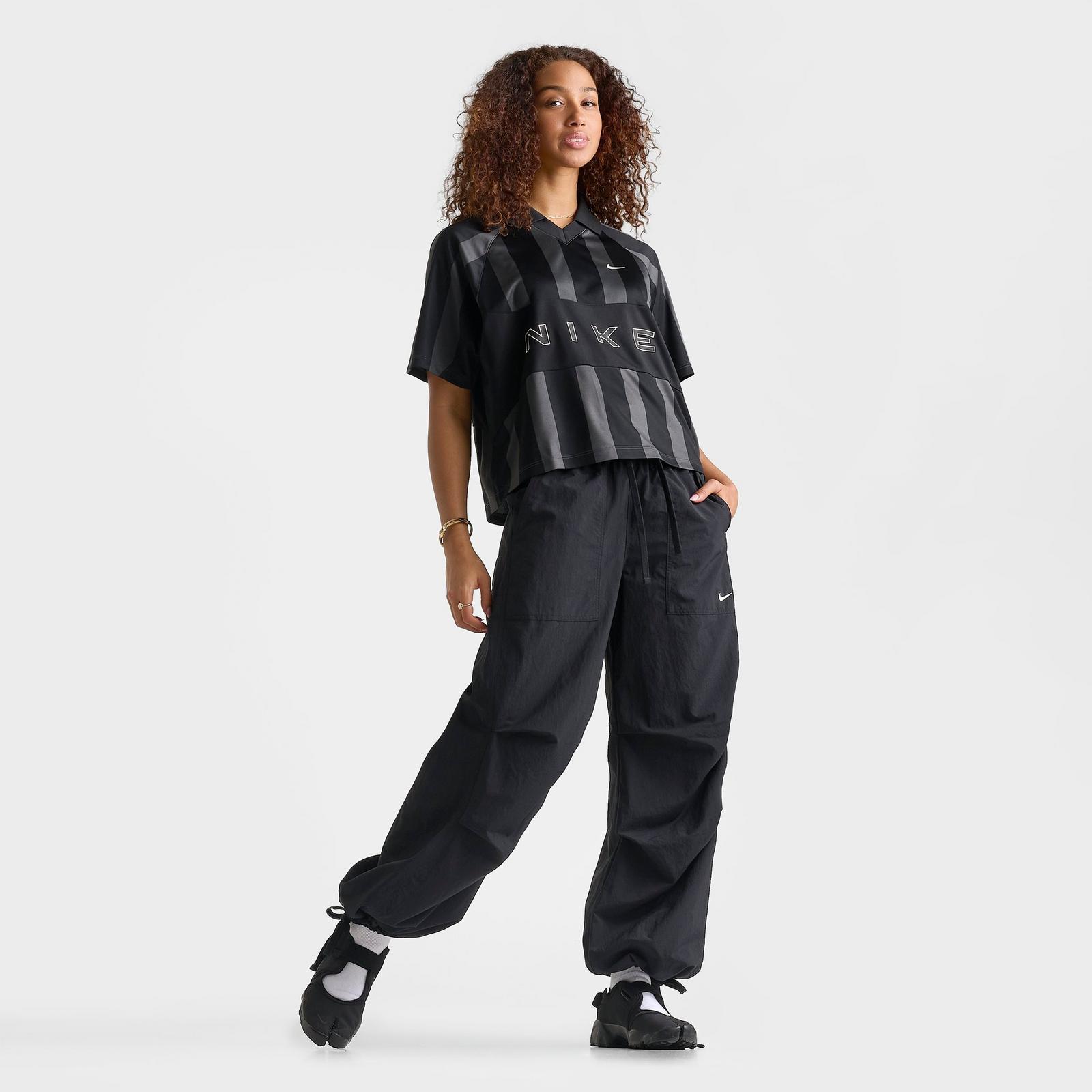 Women's Nike Sportswear Striped Oversized Jersey - Black/Black/Black/Chalk