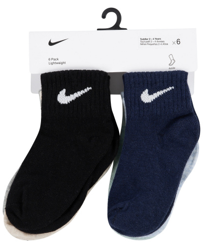 Nike Baby and Toddler Boys' and Baby Girls' Swoosh Ankle Socks, 6-Pack - Blue/White