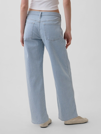 Low Rise '90s Loose Jeans - Blue railroad stripe