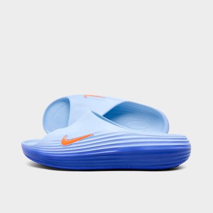Men's Nithtke ReactX Rejuven8 Slide Sandals - Hydrogen Blue/Blue Crystal/Lapis/Total Orange - Left shoe facing left. Outside of the shoe.