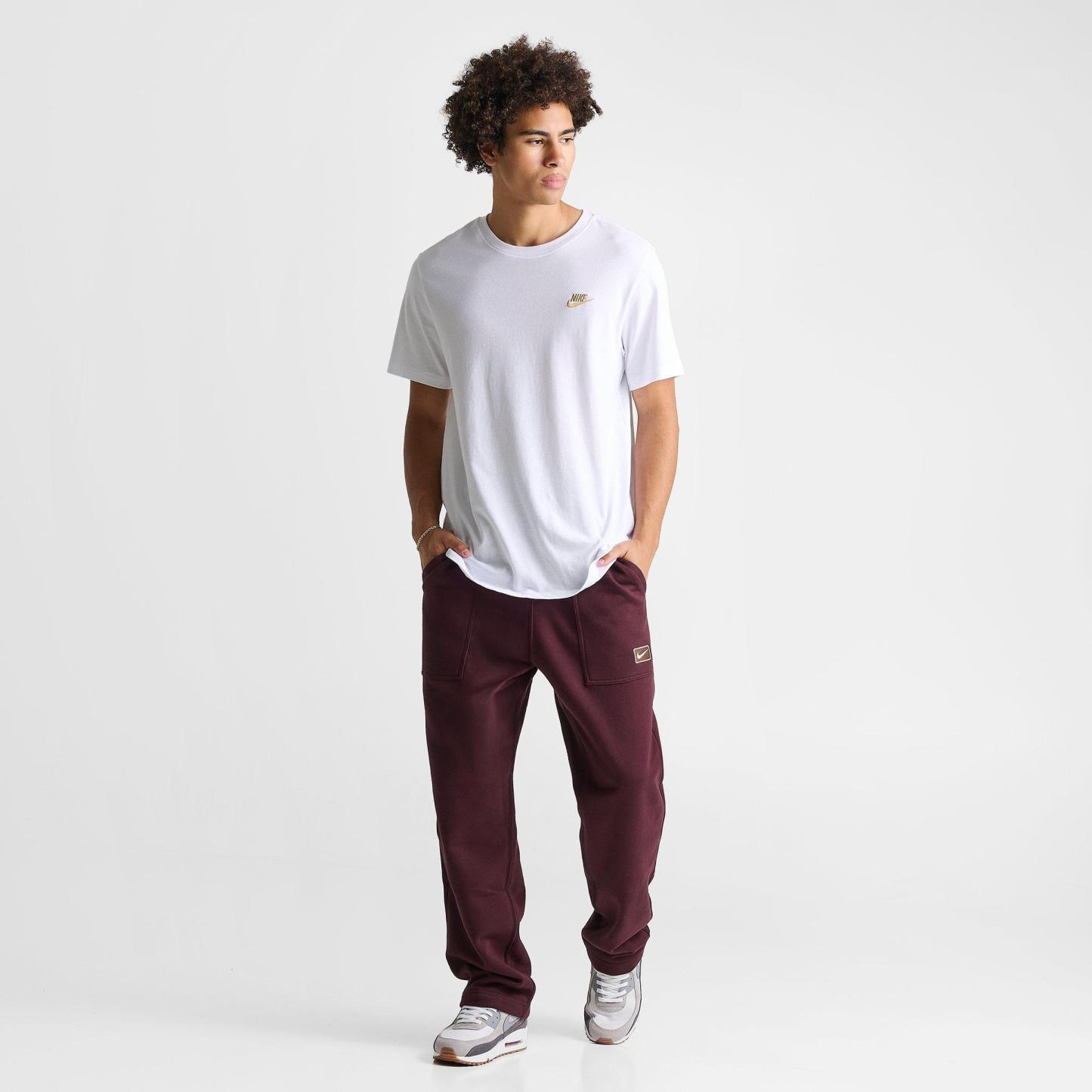 Men's Nithtke Sportswear Swoosh Box Fleece Sweatpants - Burgundy Crush/Burgundy Crush
