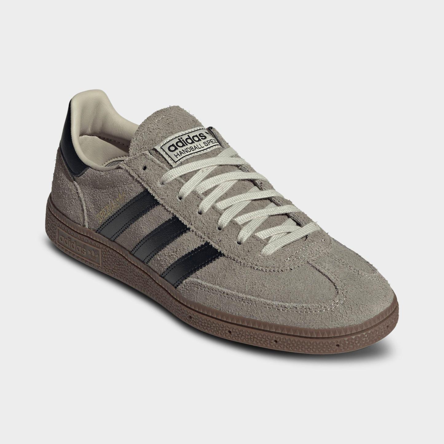 Men's adidas Originals Handball Spezial Casual Shoes - Part 2 - Silver Pebble/Core Black/Gum - Both shoes facing left