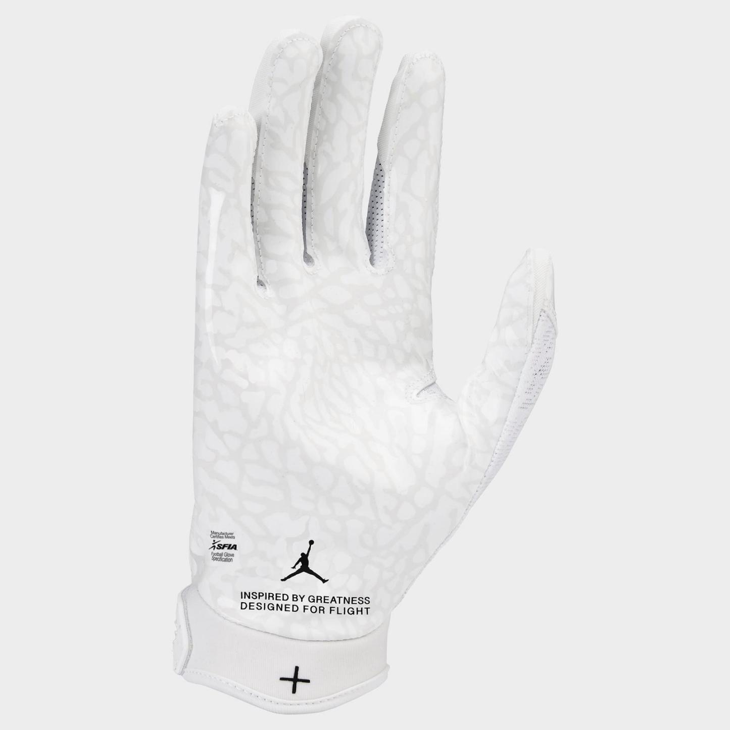 Jordan Fly Lock Football Gloves - White/White/Black - view 2