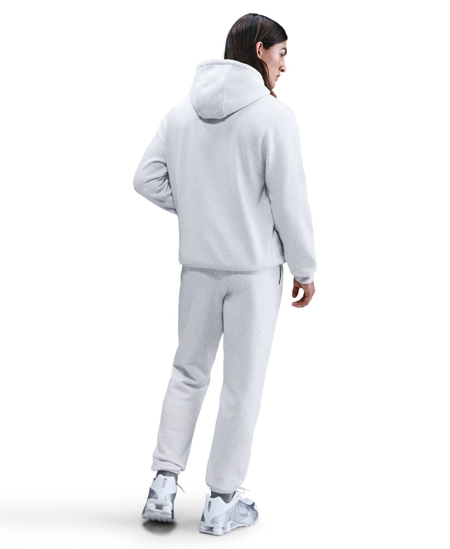 Nike Men's Cuffed Brushed Fleece Logo Sweatpants - Gray Heather/lt Smoke Gray/White