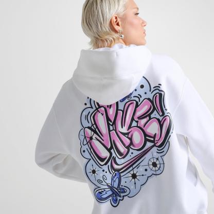 Women's Nike Sportswear Phoenix Fleece Airbrushed Oversized Pullover Hoodie - White/Lapis
