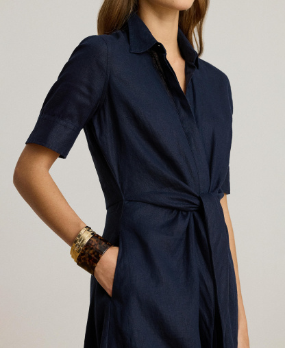 Lauren Ralph Lauren Women's Linen Shirtdress - Lauren Navy