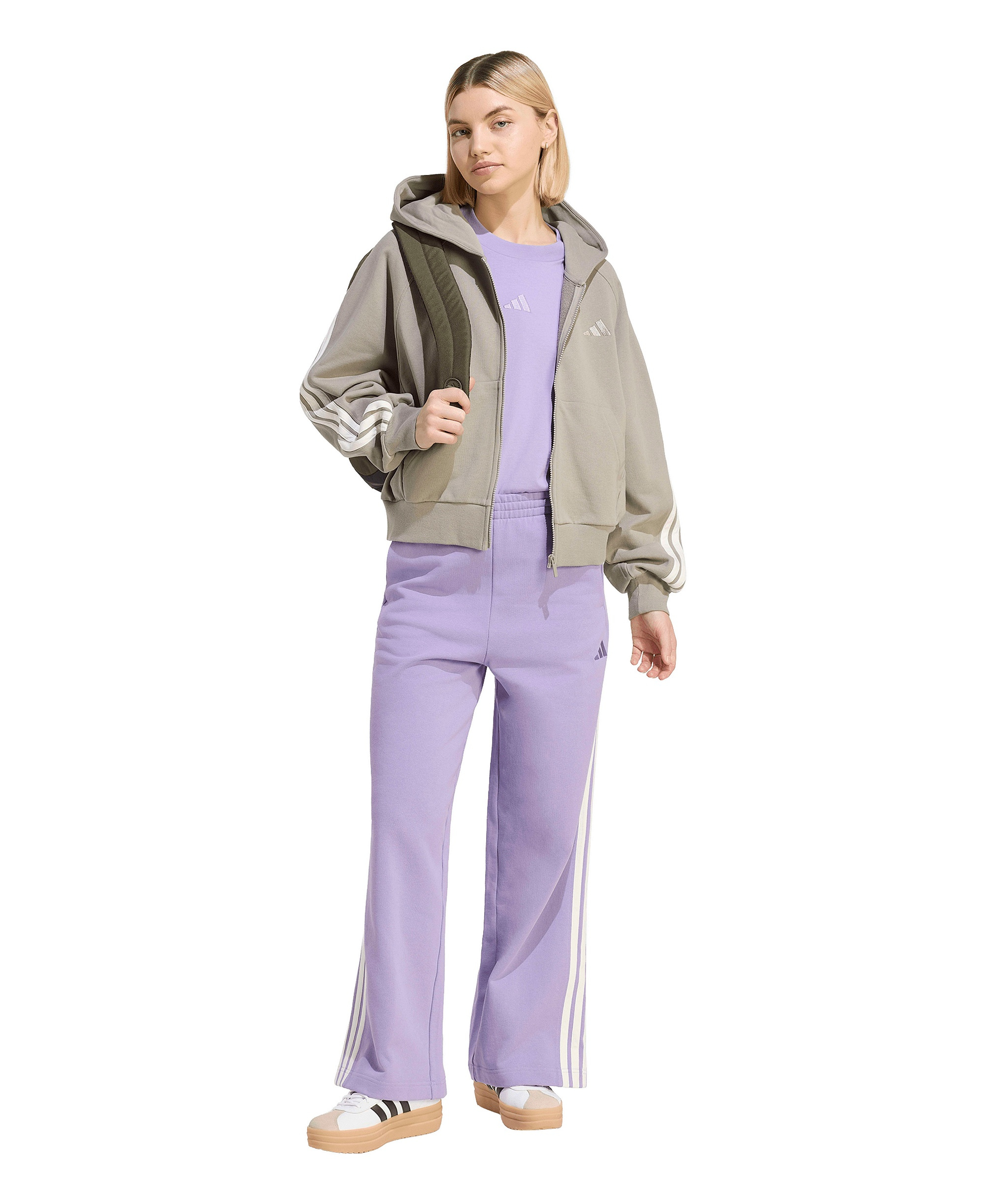 adidas Women's 3-Stripes Wide Pants - Magic Lilac