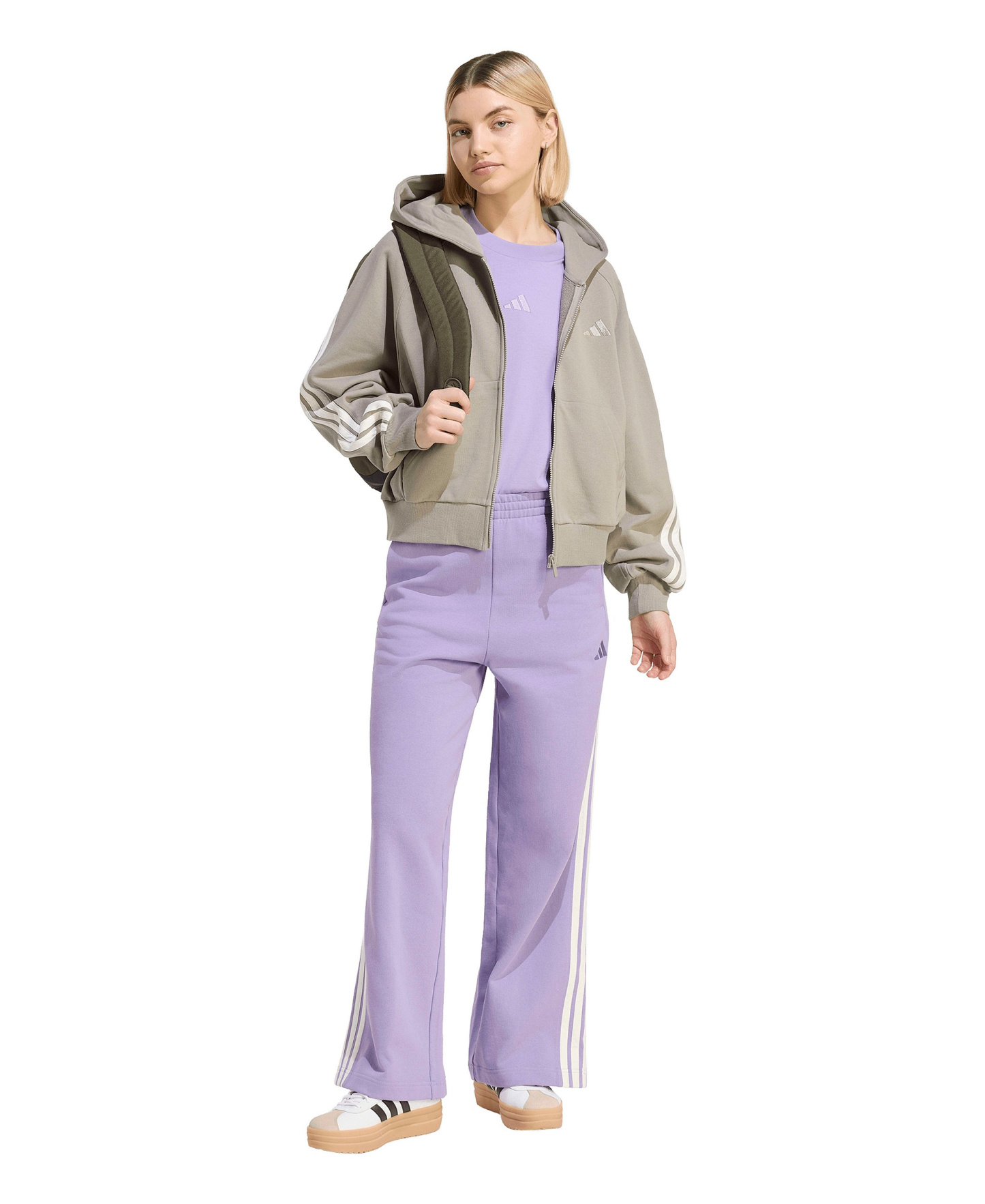 adidas Women's 3-Stripes Wide Pants - Magic Lilac