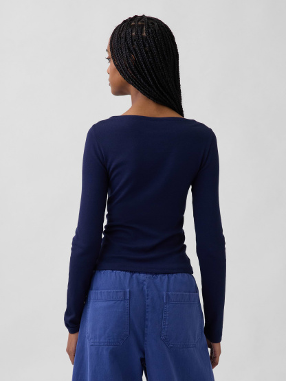 Modern Boatneck T-Shirt - Navy blue
