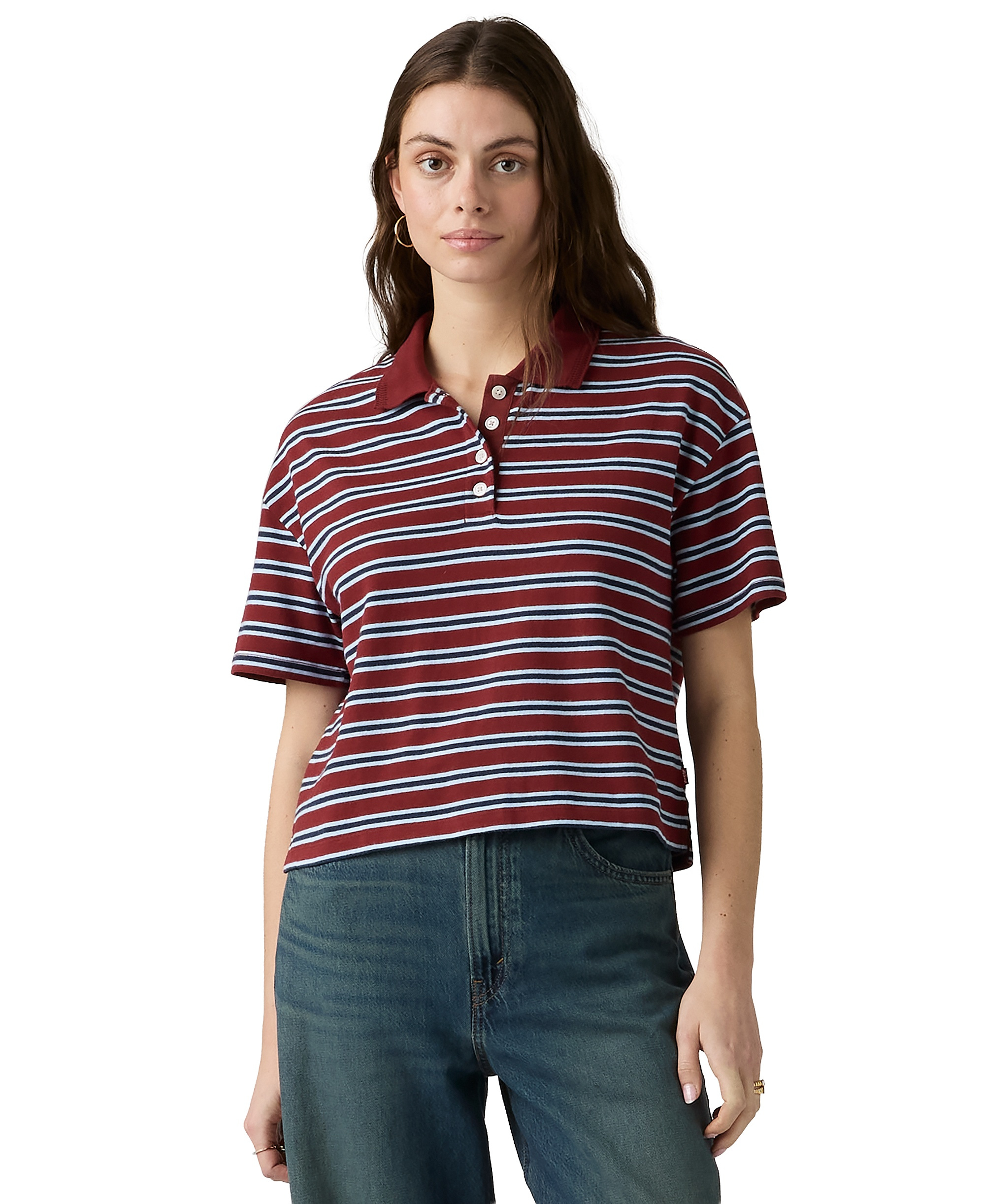 Levi's Women's Didion Rugby Short-Sleeve Collared Polo Shirt - Milano Str
