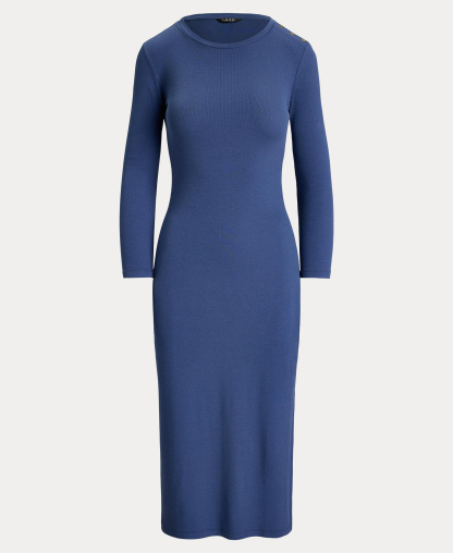 Lauren Ralph Lauren Women's Slim-Fit Crewneck Midi Dress - Inky Blue