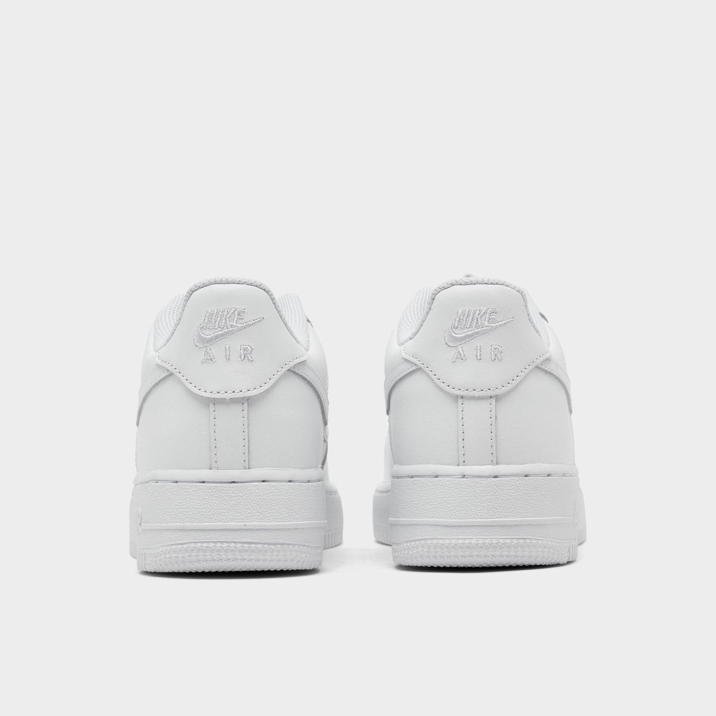Big Kids' Nithtke Air Force 1 Low Casual Shoes - White/White - Back view