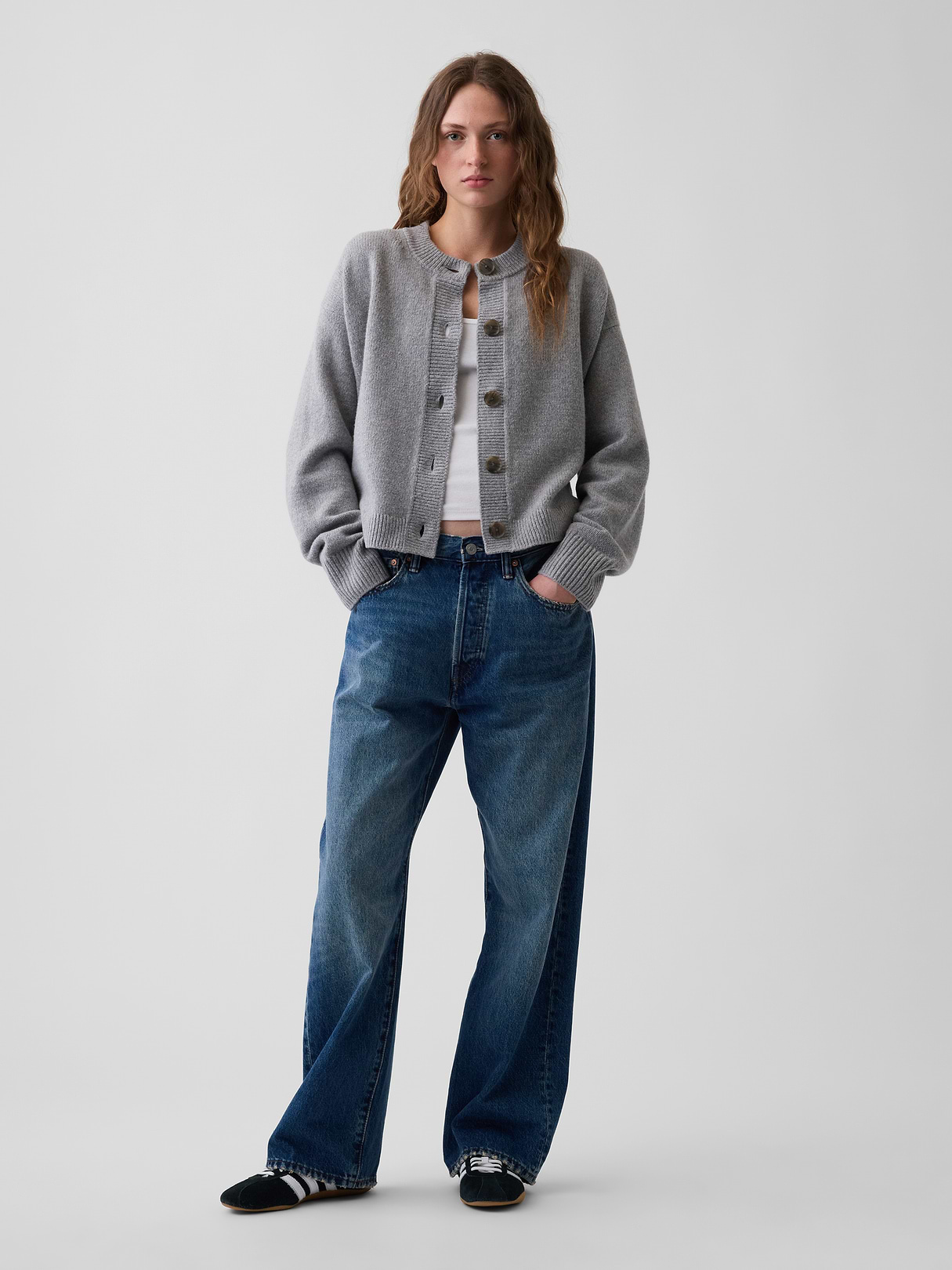 CashSoft Oversized Chunky Cardigan - Heather grey