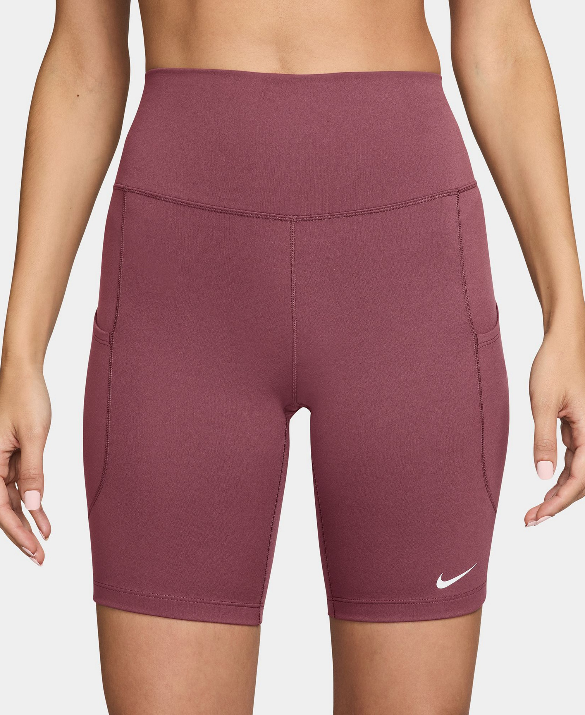 Nike Women's One High-Waisted Side-Pocket 8" Bike Shorts - Pink Smoke/White