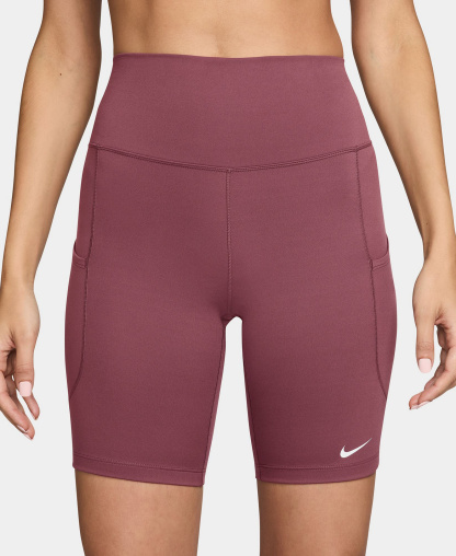 Nike Women's One High-Waisted Side-Pocket 8" Bike Shorts - Pink Smoke/White