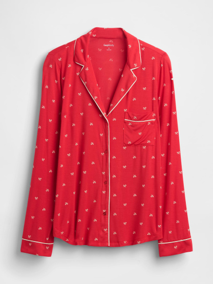 SoftMade Modal PJ Top - Red bows