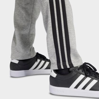 Men's adidas Essentials 3-Stripes Open Hem Fleece Pants - Medium Grey Heather/Black