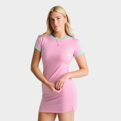 Women's adidas adicolor 3-Stripes Bodycon Dress - True Pink/Clear Mint - view 1
