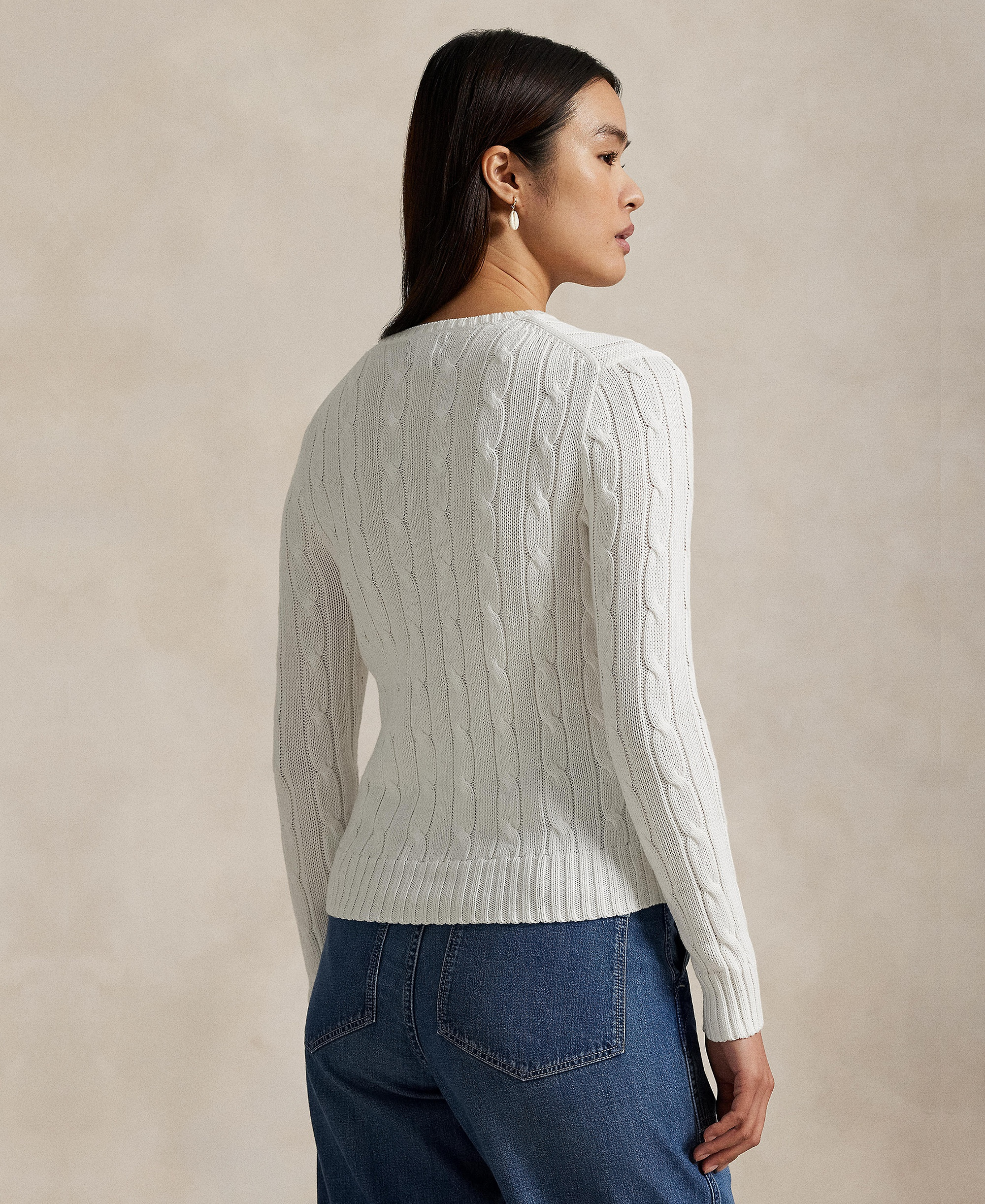 Polo Ralph Lauren Women's Cable-Knit Cotton Crewneck Sweater - Classic White