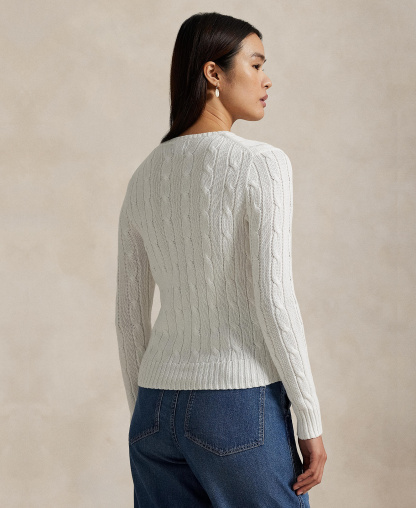 Polo Ralph Lauren Women's Cable-Knit Cotton Crewneck Sweater - Classic White