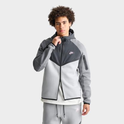 Men's Nike Tech Fleece Windrunner Full-Zip Jacket - Light Smoke Grey/Anthracite/Pink Foam