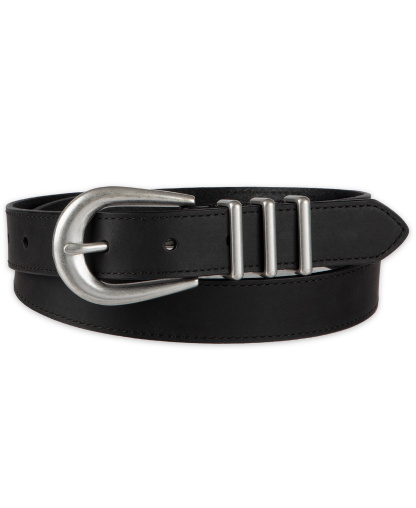 Levi's Women's Skinny Triple Metal Loop Leather Belt - Black