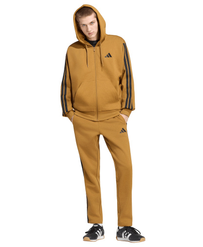 adidas Men's Regular-Fit 3-Stripes Full-Zip Fleece Hoodie - Bronze Strata