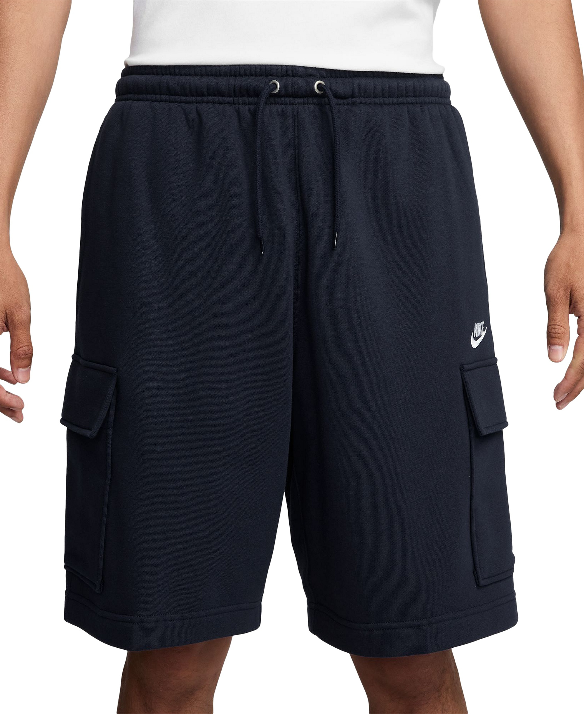 Nike Club Men's Fleece Cargo Shorts - Obsidian/White
