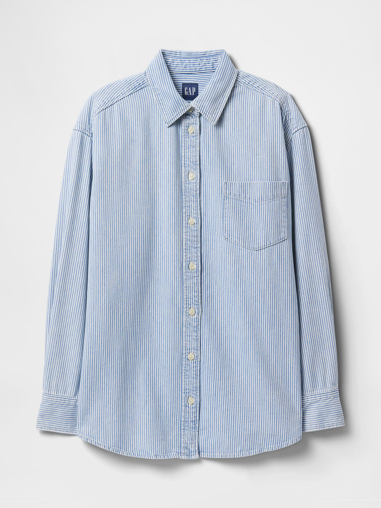 Denim Big Shirt - Blue railroad stripe