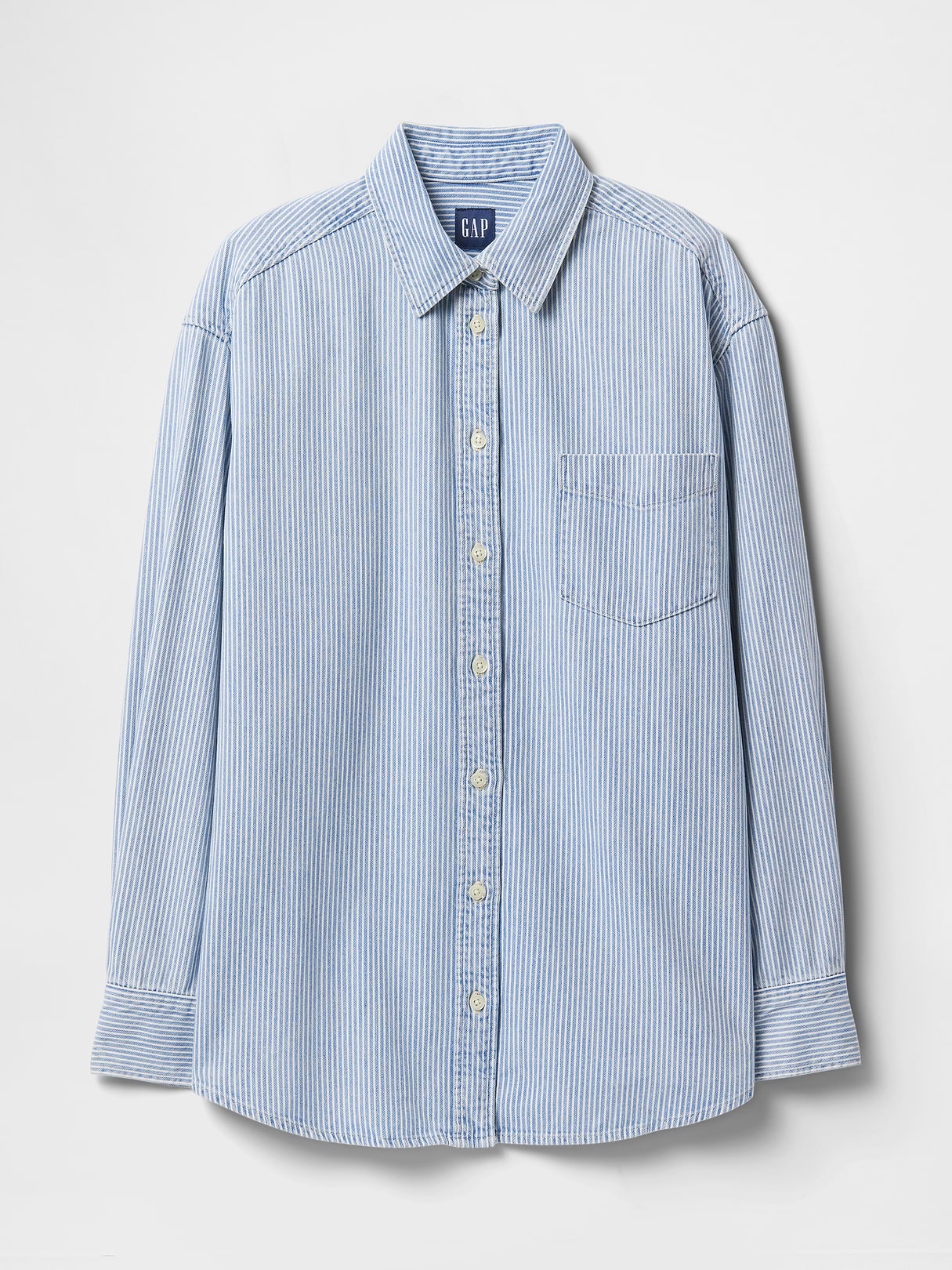 Denim Big Shirt - Blue railroad stripe