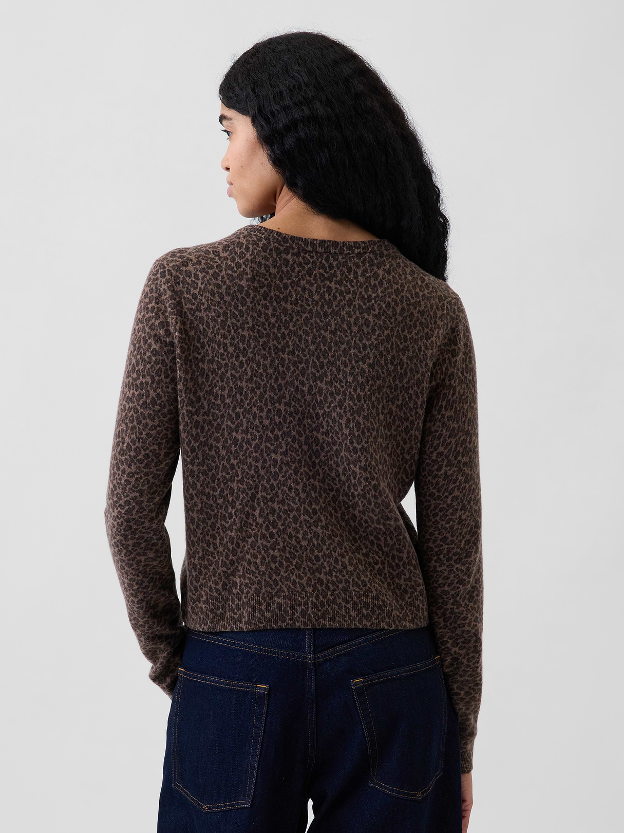 CashSoft Crop Cardigan - Brown leopard print