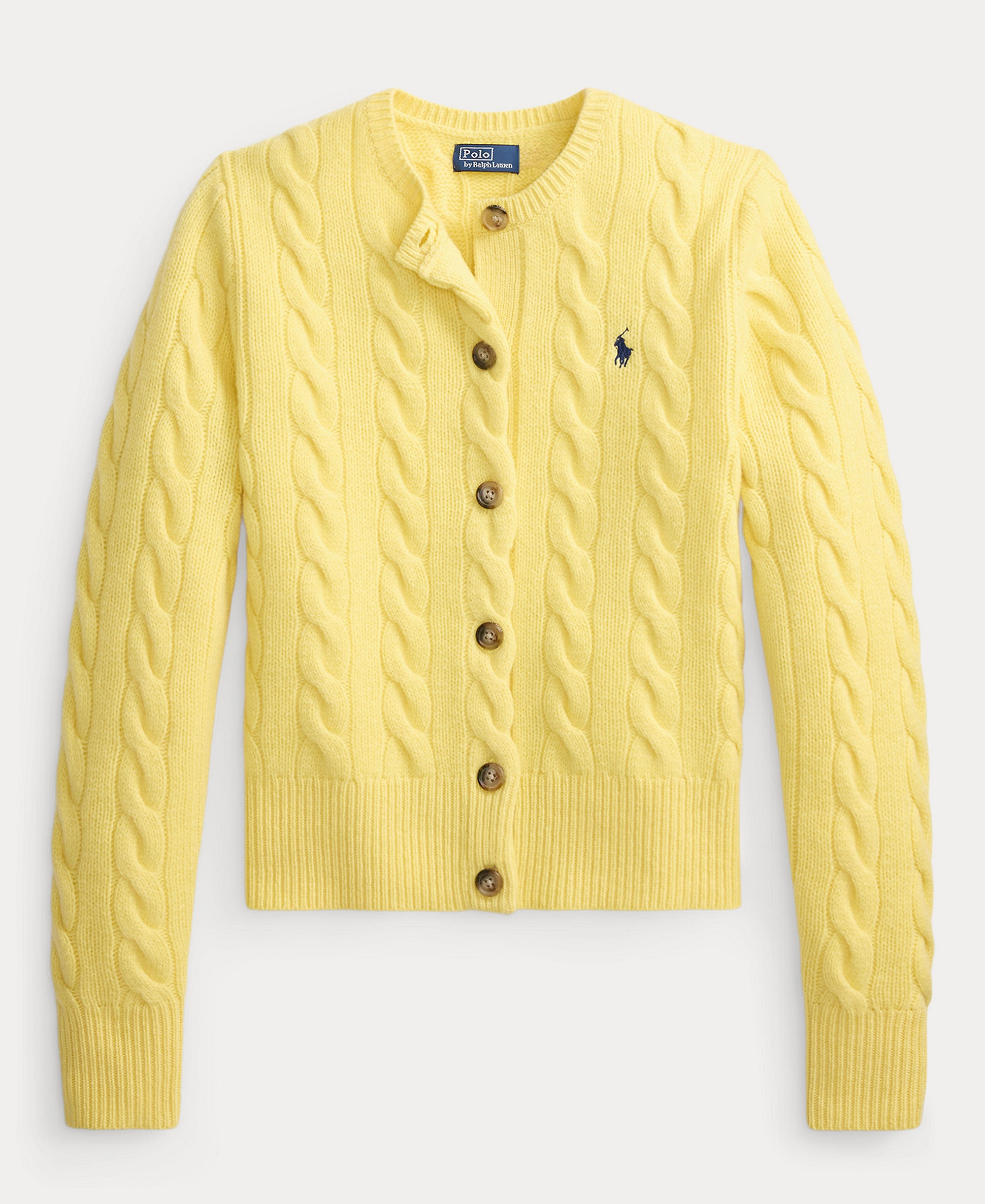 Polo Ralph Lauren Women's Cable-Knit Wool-Cashmere Cardigan Sweater - Fall Yellow