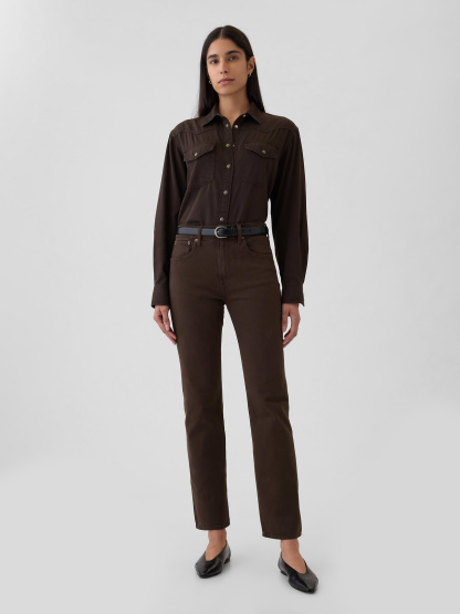 High Rise '90s Slim Straight Jeans - Terra brown